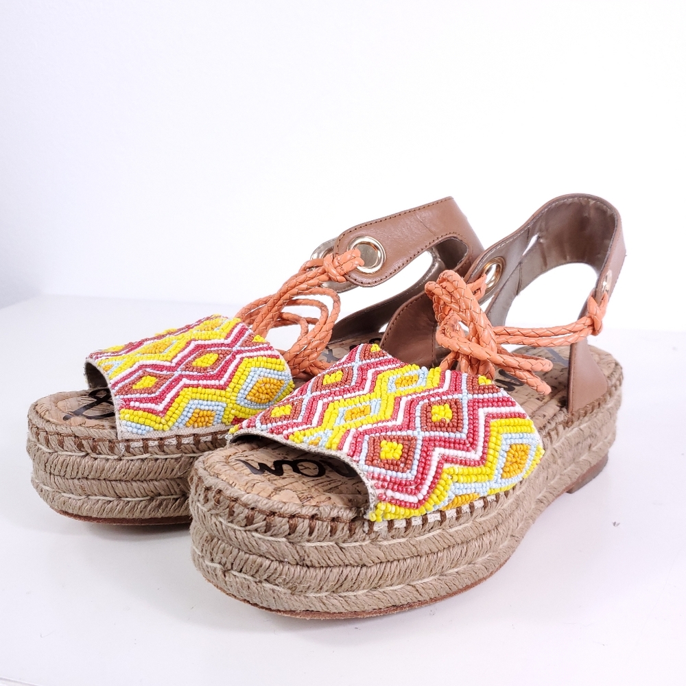 Sam Edelman Strappy Beaded Espadrilles Sandles